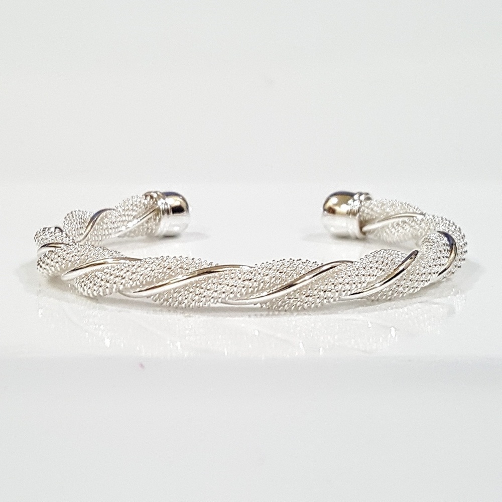 Womens Silver Twist Cuff Bracelet